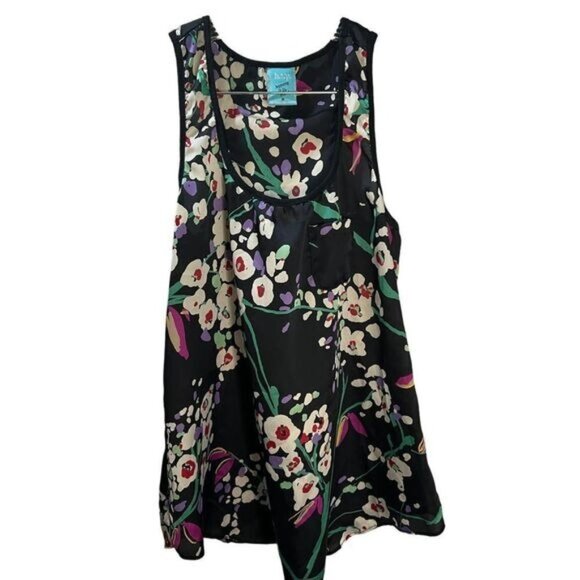 NEW Womens Floral Tunic Top Sleeveless Scoop Neck Medium‎ - Picture 1 of 5